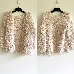 Molly Green Cream Chenille Shaggy Cardigan Sweater